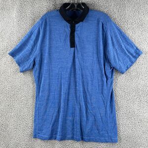 Lululemon Metal Vent Tech Polo Shirt Men's Sz XL Blue Stretch Athletics